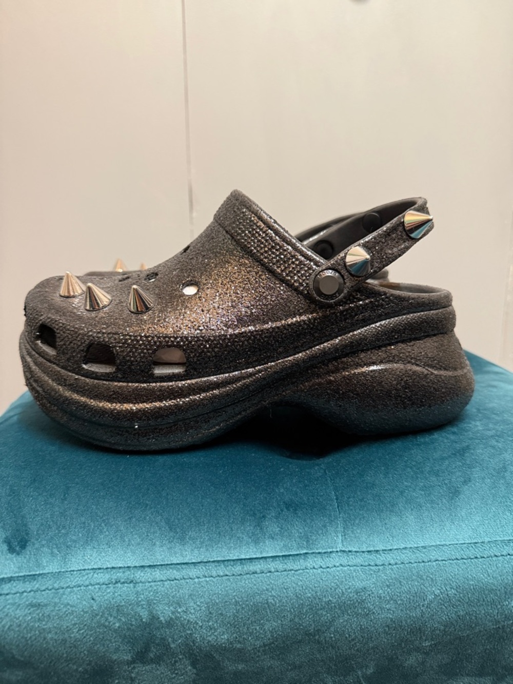 NEW Black Crocs Classic Bae Glitter Stud Clog - Picture 4 of 7